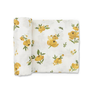 Little Unicorn Organic Cotton Muslin Swaddle ~ Yellow Roses