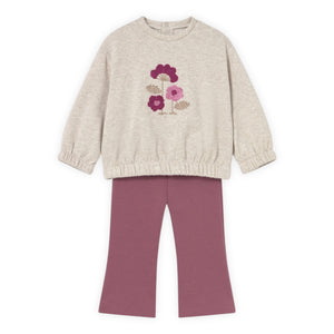 Mayoral Baby Girl Embroidered Sweatshirt & Flare Leggings Set ~ Rose