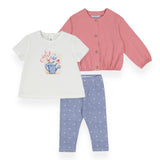 Mayoral Baby Girl Cardigan, Jolie Tee & Dot Pants Set ~ Blush