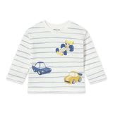 Mayoral Baby Boy Cars l/s Striped T-Shirt ~ Sky Blue