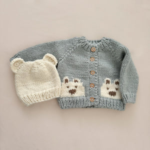 The Blueberry Hill Knit Bear Cardigan ~ Bowie Grey