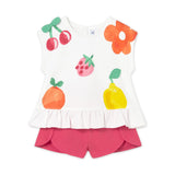 Mayoral Baby Girl Fruit Print Top & Shorts Set ~ Hibiscus