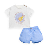 Play Up Baby Graphic Tee & Woven Shorts Set ~ Pear/Cornflower