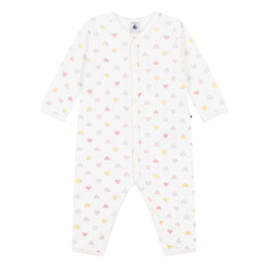 Petit Bateau Velour Multi Heart Print Romper ~ White Multi