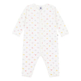 Petit Bateau Velour Multi Heart Print Romper ~ White Multi