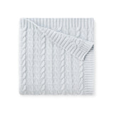 Elegant Baby Horseshoe Cable Knit Blanket ~ Pale Blue