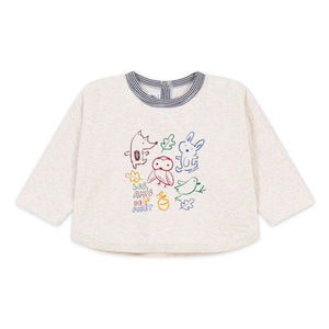 Petit Bateau Baby Animals Graphic l/s T-Shirt ~ Oatmeal