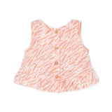 Play Up Baby Zebra Print Sleeveless Woven Top & Ruffle Shorts Set ~ Peach