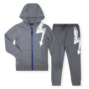 Appaman Boys Striver Zip Hoodie & Sidewalk Sweats Set ~ Washed Grey