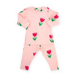 Oh Baby! Cotton Candy Pink Tulips Print 2pc Set ~ Pale Pink