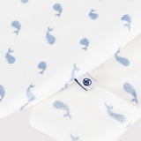 Petit Bateau Velour Front Snap Whale Print Footie w/ Collar ~ White/Blue