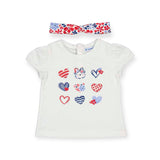 Mayoral Baby Girl s/s Hearts Tee & Headband Set ~ White/Red