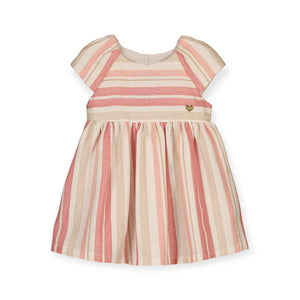 Mayoral Baby Girl Striped Cap Sleeve Dress ~ Clay/Dahlia