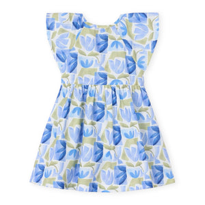 Mayoral Girls Abstract Floral Printed Dress ~ Indigo