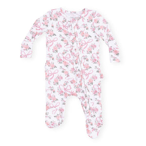 Angel Dear 2 Way Ruffle Zipper Footie ~ Ribbons & Flowers