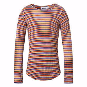 Molo Rochelle Ribbed l/s Top ~ Purple Flame Stripe