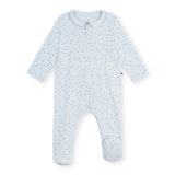 Petit Bateau Front Zip Star Print Footie w/ Collar ~ Blue