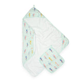 Loulou Lollipop Hooded Towel Set ~ Painterly Seahorse