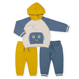 Mayoral Baby Boy Robot Hoodie & 2 Sweatpants Set ~ Pollen/Slate