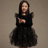 Petite Hailey l/s Mila Jewel Tutu Dress ~ Black