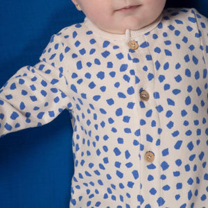 Babyclic Animal Print Romper ~ Ecru/Blue
