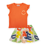 Bobo Choses Ruffle Tank Top & Woven Skirt Set ~ Carnival/Orange