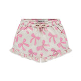 Babyface Baby Girl Sleeveless Top w/ Ruffle & Bows Print Ruffle Shorts Set ~ Ivory/Pink