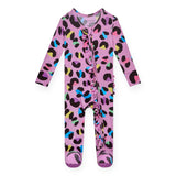 Posh Peanut Ruffle Zipper Footie ~ Electric Leopard