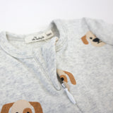 Oh Baby! Puppy Face Print Zip Footie ~ Heather Gray