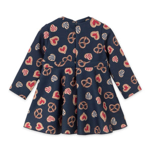 Mayoral Baby Girl Pretzels Print Neoprene Dress ~ Navy