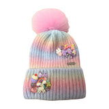 Bari Lynn Ombre Cluster Charm Hat w/ Fur Pom ~ Pastel/Bubblegum
