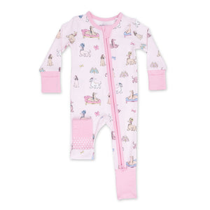 Angel Dear 2 Way Zipper Convertible Romper ~ Fancy Hounds With Bows