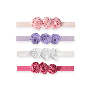 Bari Lynn Satin Roses on Elastic Baby Headband