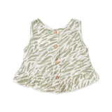 Play Up Baby Zebra Print Sleeveless Woven Top & Pants Set ~ Sage