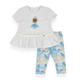 Mayoral Baby Girl s/s Tee w/ Tulle Detail & Leggings Set ~ White/Sky