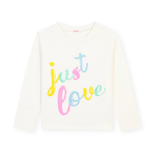 Billieblush "Just Love" l/s Tee & Pleated Sequin Rainbow Midi Skirt Set 7-12 ~ White/Multi