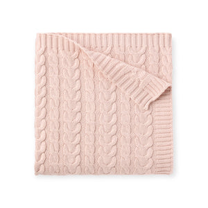 Elegant Baby Horseshoe Cable Knit Blanket ~ Blush