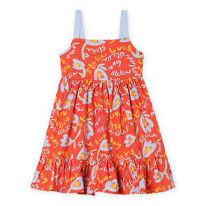 Stella McCartney Girls Strappy Tulip Stella Dress ~ Orange Red
