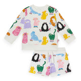 Stella McCartney Girls Cats Sweatshirt & Shorts Set ~ White