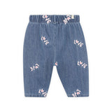 Billieblush Baby Love l/s T-Shirt w/ Ruffle & Embroidered Denim Pants Set ~ Pink/Blue