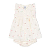 Petit Bateau Sleeveless Gauze Floral Print Dress w/ Bloomer~ Ecru Multi
