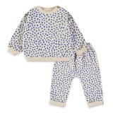 Babyclic Animal Print Sweatshirt & Pants Set ~ Ecru/Blue