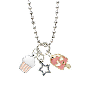 Tiny Treats & Zomi Gems Cupcake, Star & Popsicle Charm Silver Necklace