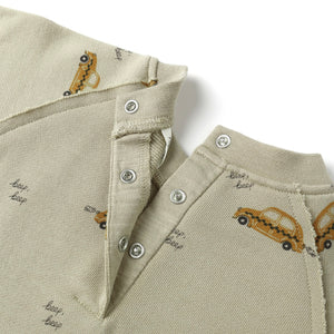 Rylee + Cru Baby Raglan Romper ~ Taxi/Stone