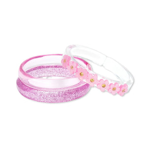 Lilies & Roses Satin Pink Flowers Bracelet Set