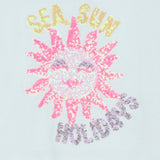 Billieblush Sequin Sun Graphic Boxy s/s T-shirt 7-12 ~ Sea Green