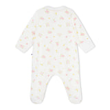 Petit Bateau Front Zip Floral Print Footie w/ Collar ~ White Multi