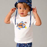 Mayoral Baby Boy Tee & Shorts Set w/ Bucket Hat ~ Night