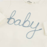 Oh Baby! "Baby" Embroidered 2pc Set ~ Cream/Fog