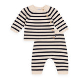 Petit Bateau Striped Knit Sweater & Pants Set ~ Navy/Cream